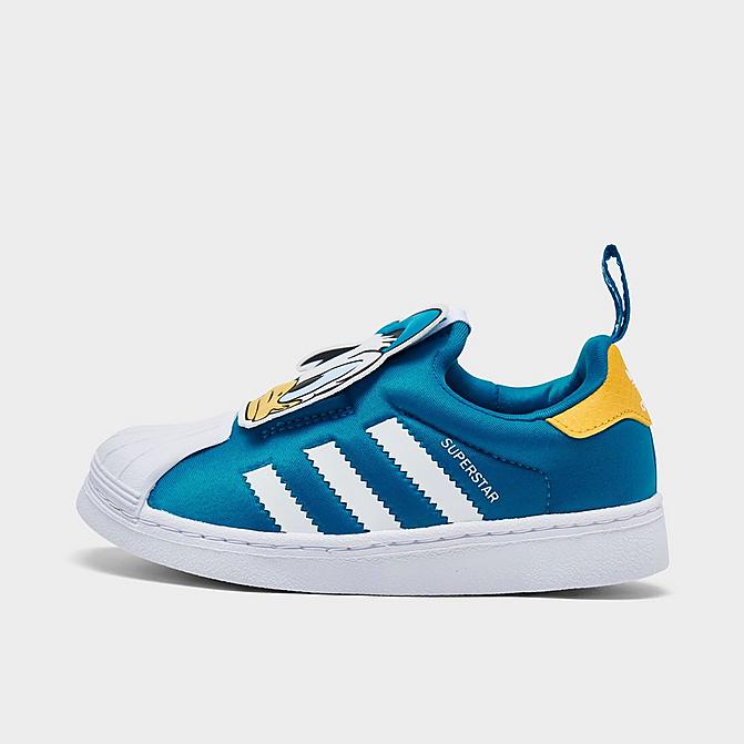 Right view of Little Kids' adidas Originals Disney Donald Duck Superstar 360 Casual Shoes in Cloud White/Blue/Cloud White Click to zoom