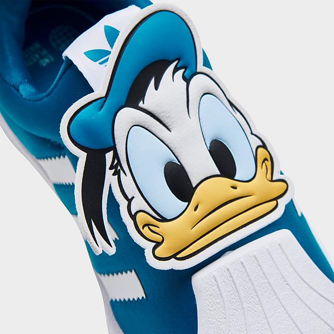 Front view of Little Kids' adidas Originals Disney Donald Duck Superstar 360 Casual Shoes in Cloud White/Blue/Cloud White Click to zoom