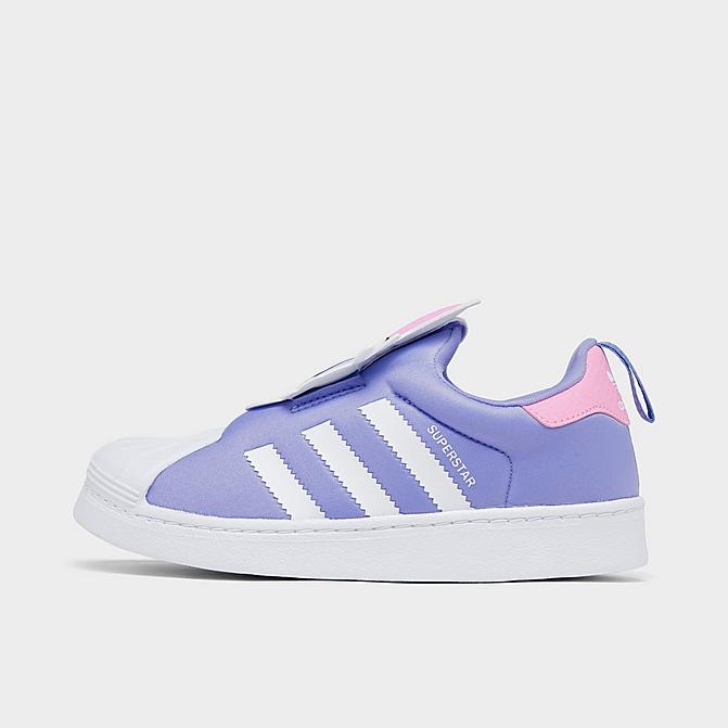 Right view of Girls' Little Kids' adidas Originals Disney Daisy Duck Superstar 360 Casual Shoes in Cloud White/Light Purple Click to zoom
