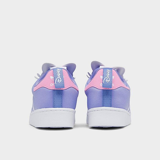 Left view of Girls' Little Kids' adidas Originals Disney Daisy Duck Superstar 360 Casual Shoes in Cloud White/Light Purple Click to zoom