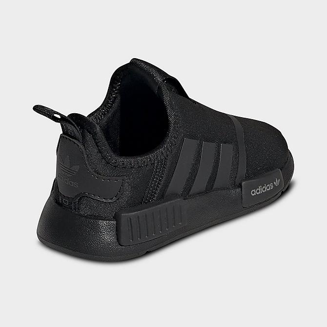 Left view of Kids' Toddler adidas Originals NMD 360 Casual Shoes in Black/Silver Metallic/White Click to zoom
