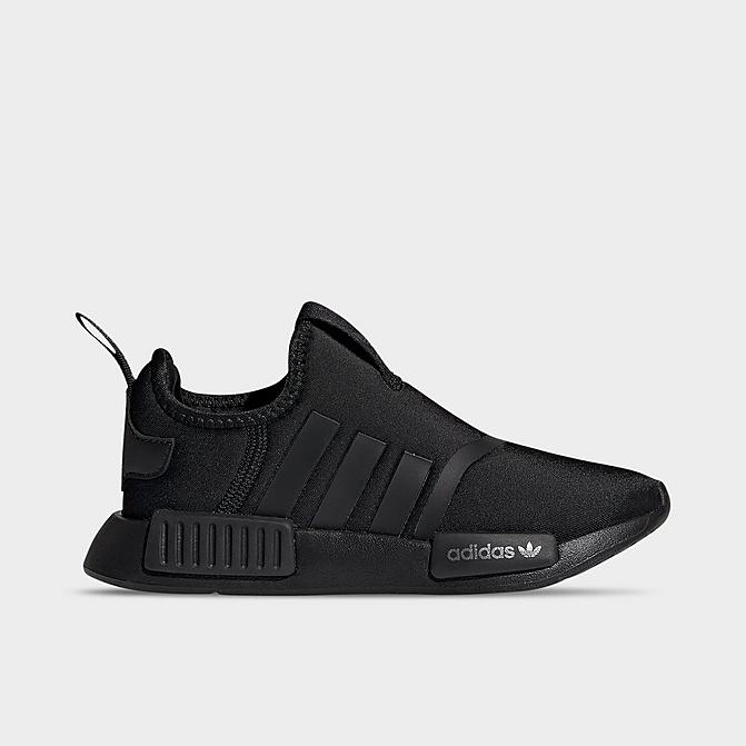 Right view of Little Kids' adidas Originals NMD 360 Casual Shoes in Black/Silver Metallic/White Click to zoom