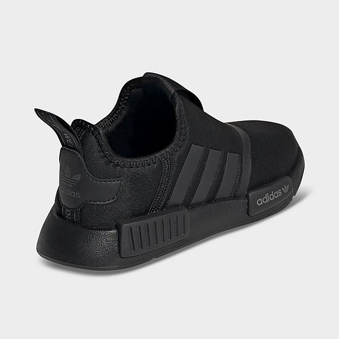 Left view of Little Kids' adidas Originals NMD 360 Casual Shoes in Black/Silver Metallic/White Click to zoom