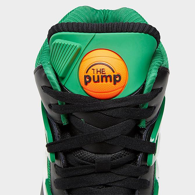 Front view of Men's Reebok Pump Omni Zone 2 Basketball Shoes in Core Black/Glen Green/Footwear White Click to zoom