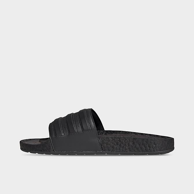Right view of Men's adidas Essentials adilette BOOST Slide Sandals in Carbon/Core Black/Core Black Click to zoom