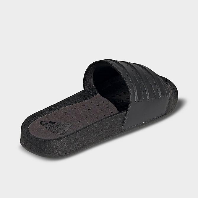 Left view of Men's adidas Essentials adilette BOOST Slide Sandals in Carbon/Core Black/Core Black Click to zoom