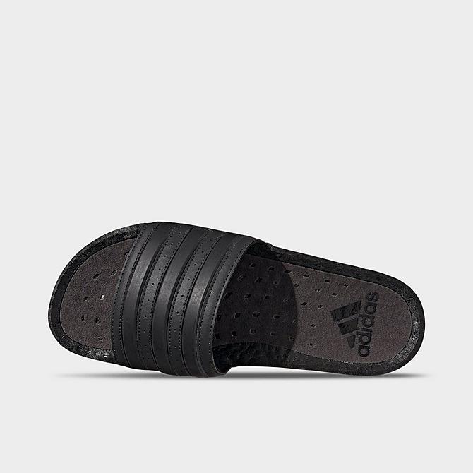 Back view of Men's adidas Essentials adilette BOOST Slide Sandals in Carbon/Core Black/Core Black Click to zoom