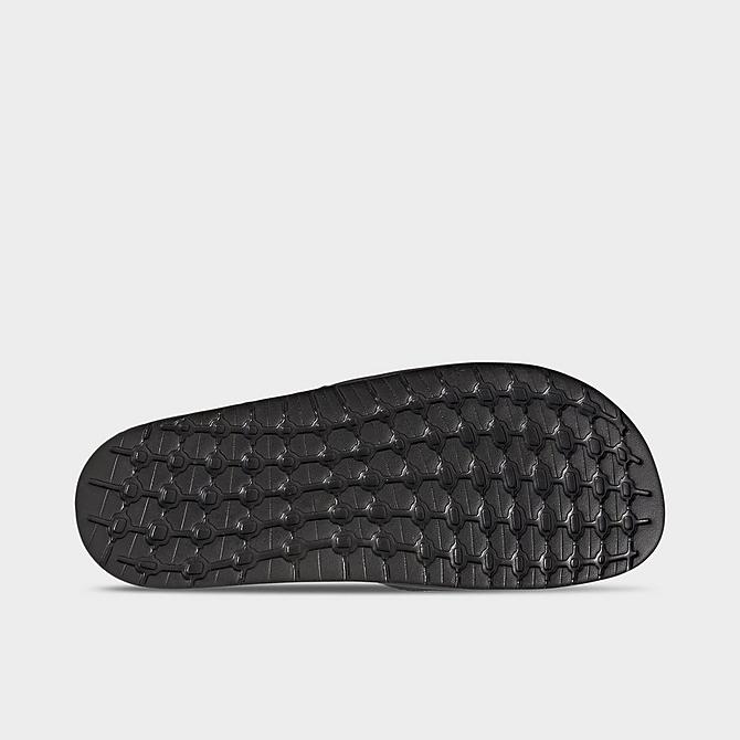 Bottom view of Men's adidas Essentials adilette BOOST Slide Sandals in Carbon/Core Black/Core Black Click to zoom