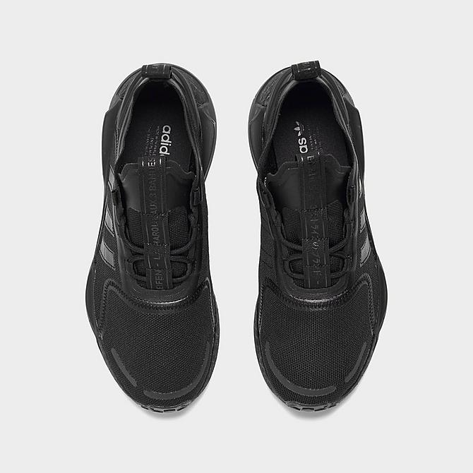Back view of Big Kids’ adidas Originals NMD_R1 V3 Casual Shoes in Core Black/Core Black/Core Black Click to zoom