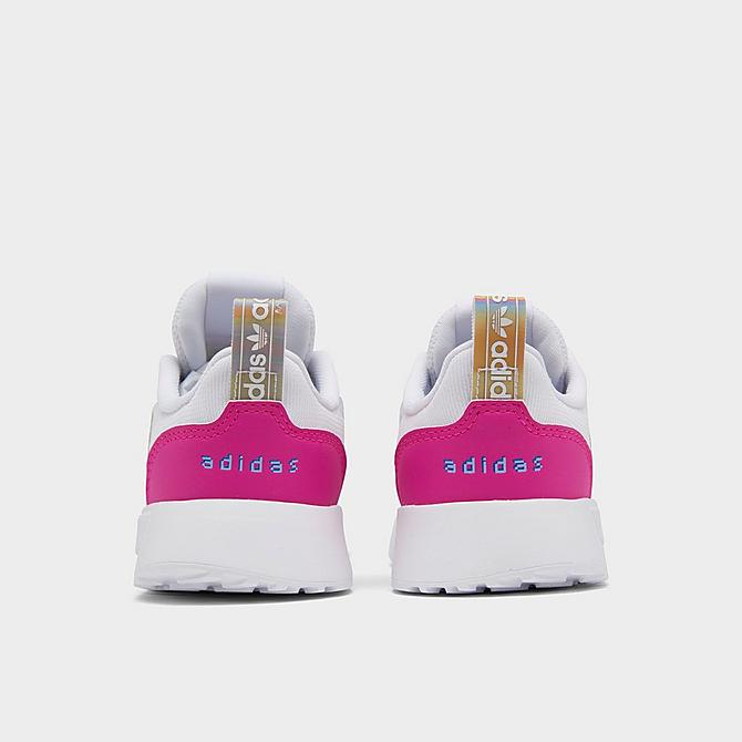 Left view of Girls' Toddler adidas Originals Multix El Casual Shoes in Footwear White/Violet Tone/Shock Pink Click to zoom