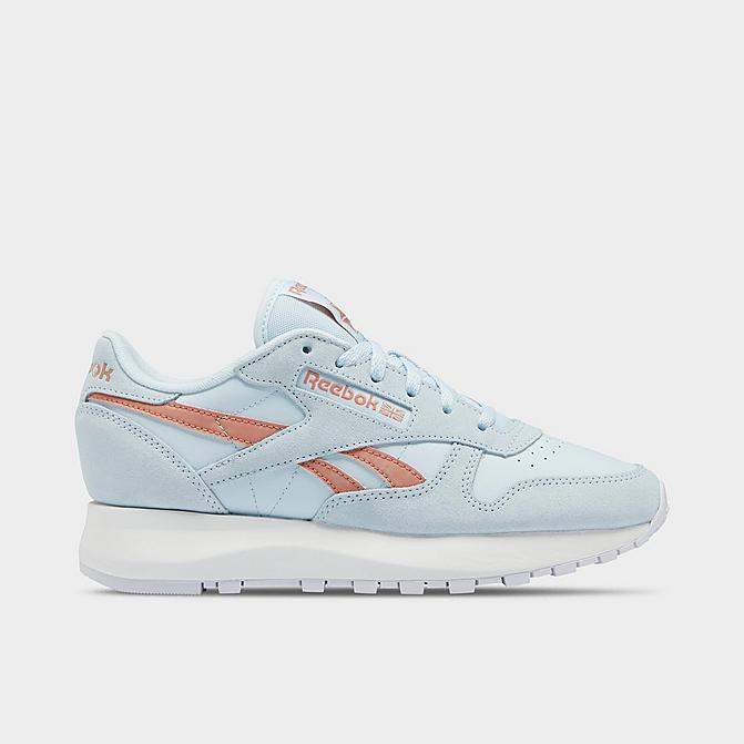 Right view of Women's Reebok Classic Leather SP Casual Shoes in Glass Blue/Glass Blue/Canyon Coral Click to zoom