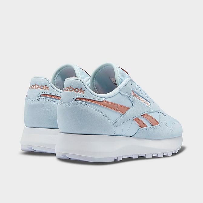 Left view of Women's Reebok Classic Leather SP Casual Shoes in Glass Blue/Glass Blue/Canyon Coral Click to zoom