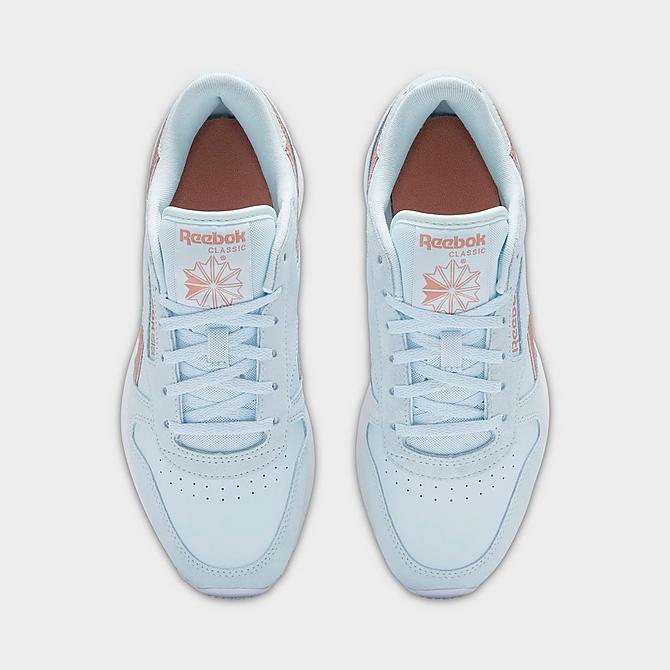 Back view of Women's Reebok Classic Leather SP Casual Shoes in Glass Blue/Glass Blue/Canyon Coral Click to zoom