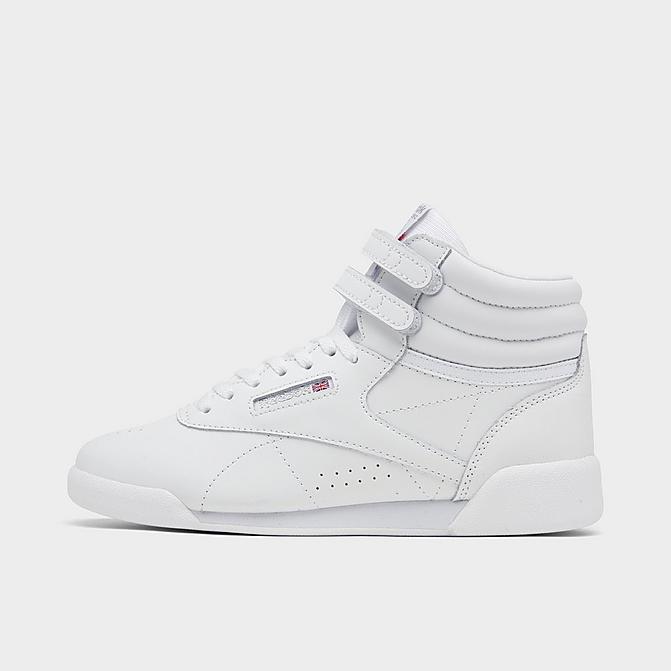 Right view of Little Kids' Reebok Freestyle Hi Casual Shoes in Footwear White/Footwear White Click to zoom