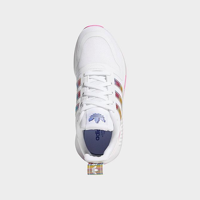 Back view of Girls' Big Kids' adidas Originals Multix Casual Shoes in Footwear White/Violet Click to zoom