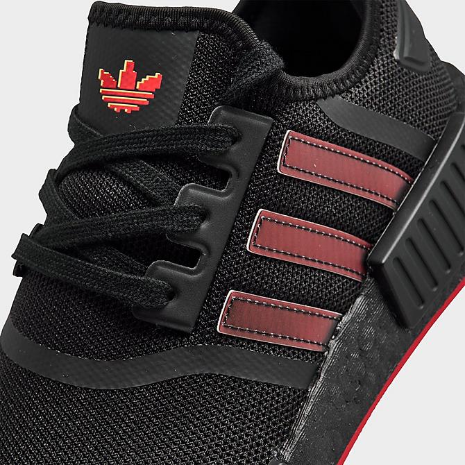 Front view of Big Kids' adidas Originals NMD R1 Casual Shoes in Black/Red/Yellow Click to zoom