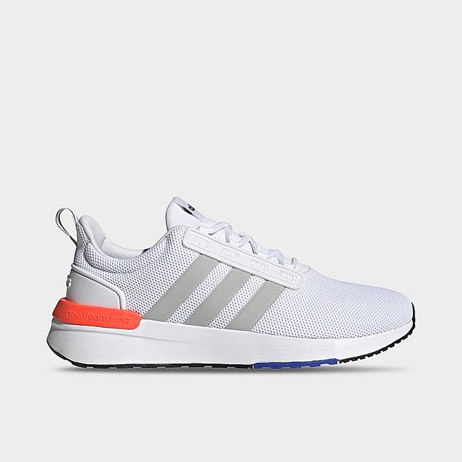 Right view of Men's adidas Racer TR21 Running Shoes (Wide Width) in White/Grey/Solar Red Click to zoom