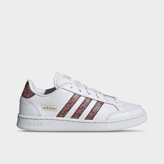 Right view of Women's adidas Grand Court SE Animal Casual Shoes in White/Victory Crimson/Screaming Orange Click to zoom
