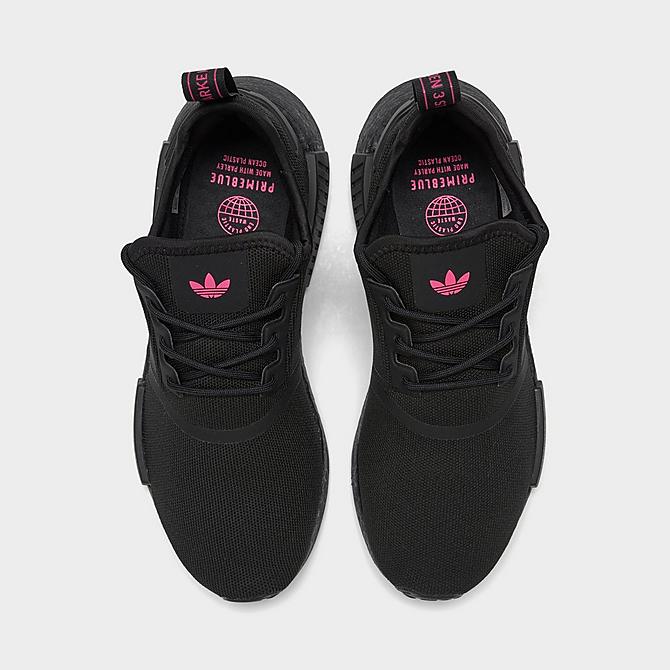 Back view of Women's adidas Originals NMD R1 Casual Shoes in Black/Black/Solar Pink Click to zoom