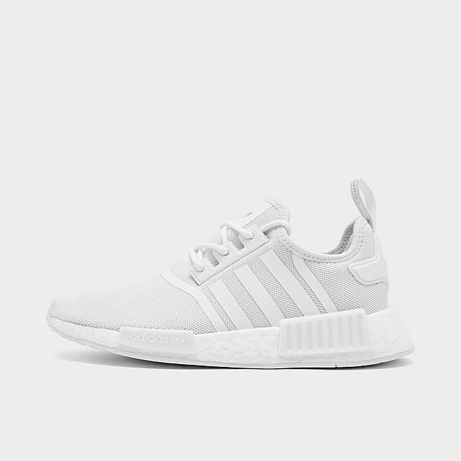 Right view of Women's adidas Originals NMD R1 Casual Shoes in White/White/White Click to zoom