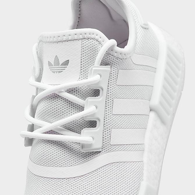 Front view of Women's adidas Originals NMD R1 Casual Shoes in White/White/White Click to zoom