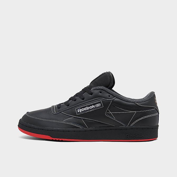 Right view of Reebok Human Rights Now! Club C 85 Casual Shoes in Core Black/Pure Grey 8/Vector Red Click to zoom