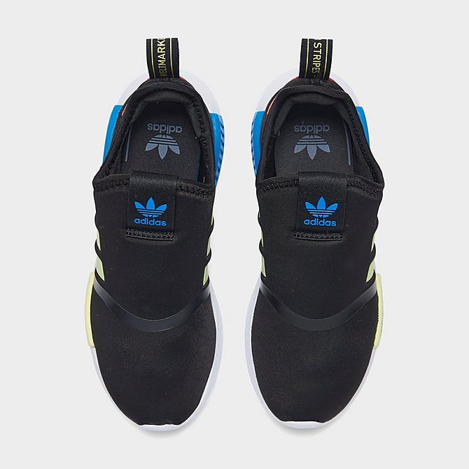 Back view of Little Kids' adidas Originals NMD 360 Casual Shoes in Black/Pulse Yellow/Bright Blue Click to zoom