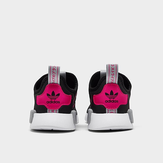 Left view of Girls' Little Kids' adidas Originals NMD 360 Casual Shoes in Black/Shock Pink/Halo Silver Click to zoom