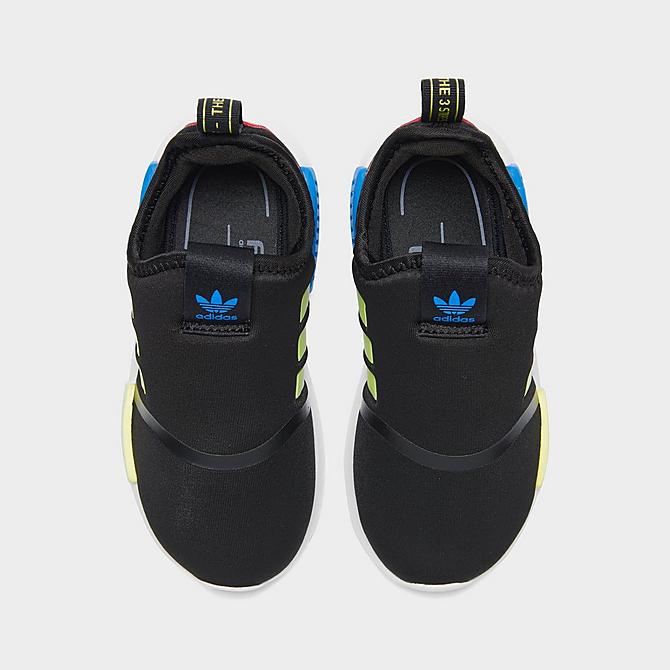 Back view of Kids' Toddler adidas Originals NMD 360 Casual Shoes in Black/Pulse Yellow/Bright Blue Click to zoom