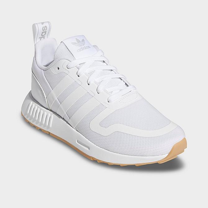 Three Quarter view of Big Kids' adidas Originals Multix Casual Shoes in White/White/Grey Click to zoom