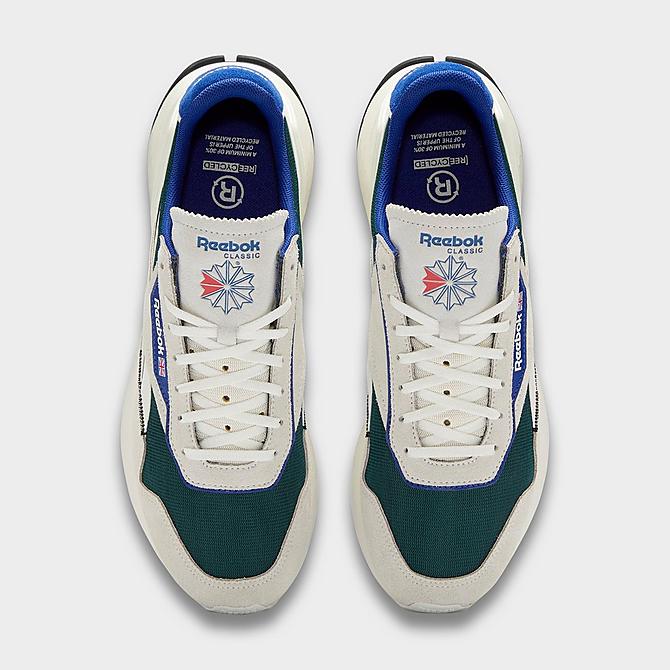 Back view of Men's Reebok Classic Leather Legacy AZ Casual Shoes in Chalk/Forest Green/Classic Cobalt Click to zoom