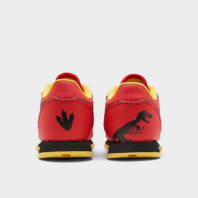 Left view of Kids' Toddler Reebok Jurassic Park Classic Leather Casual Shoes in Radiant Red/Coal/Blaze Yellow Click to zoom