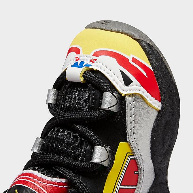 Front view of Boys' Toddler Reebok Question Mid Basketball Shoes in Black/Silver Metallic/Vector Red Click to zoom