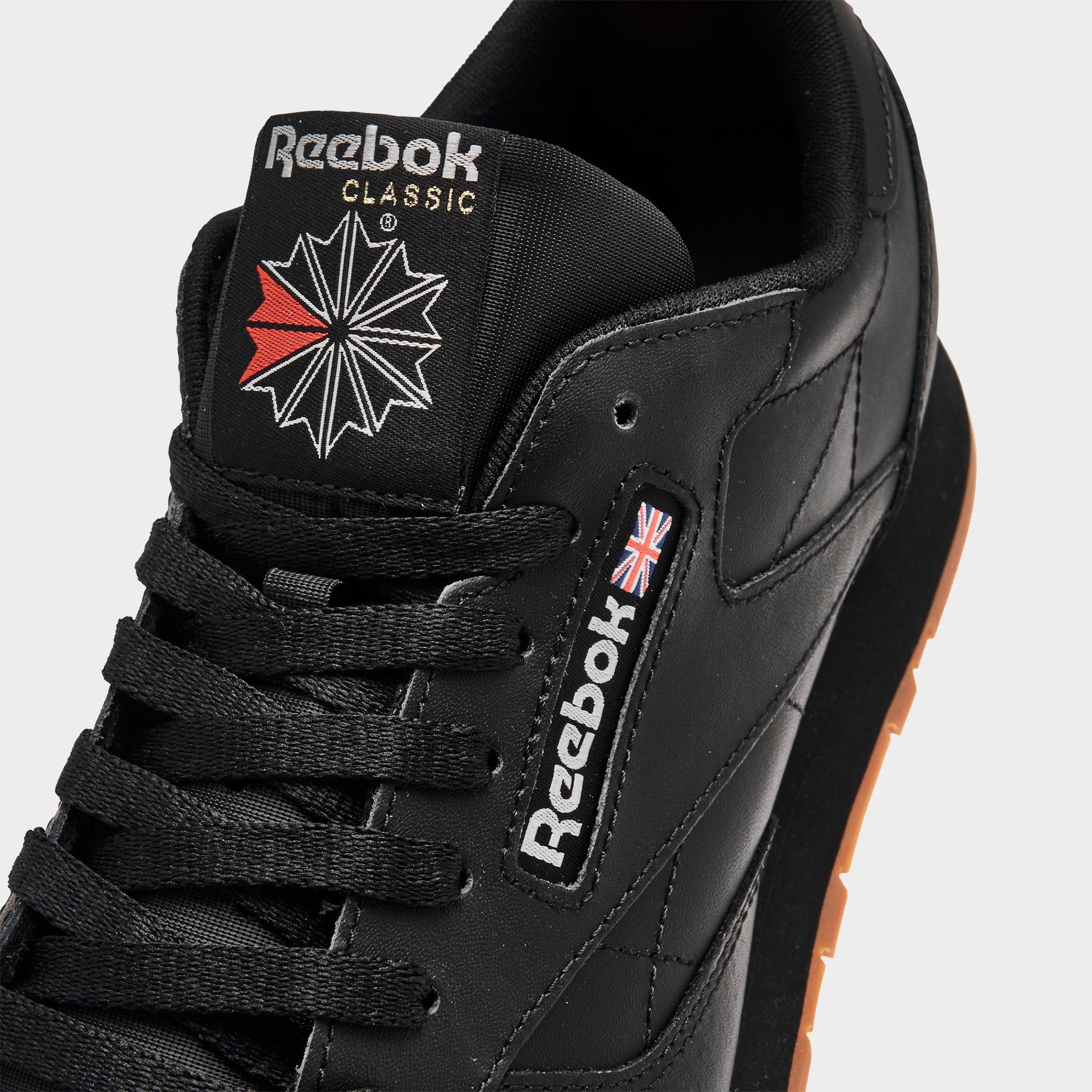 reebok classic black gum sole
