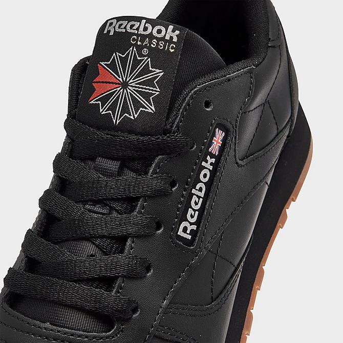 Front view of Women's Reebok Classic Leather Casual Shoes in Core Black/Core Black/Reebok Rubber Gum 2 Click to zoom