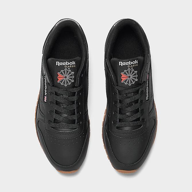 Back view of Women's Reebok Classic Leather Casual Shoes in Core Black/Core Black/Reebok Rubber Gum 2 Click to zoom
