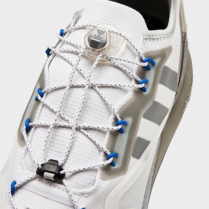Front view of Men's adidas Originals ZX 2K BOOST Running Shoes in Footwear White/Silver Metallic/Core Black Click to zoom