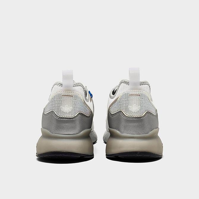 Left view of Men's adidas Originals ZX 2K BOOST Running Shoes in Footwear White/Silver Metallic/Core Black Click to zoom