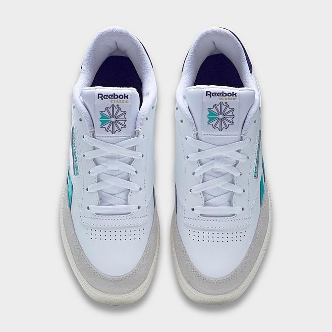 Back view of Men's Reebok Classics Club C Revenge Casual Shoes in Footwear White/Classic Teal/Bold Purple Click to zoom