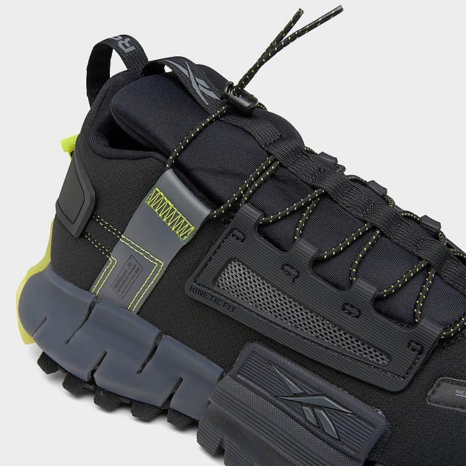 Front view of Men's Reebok Zig Kinetica Edge Running Shoes in Black/Lime Click to zoom