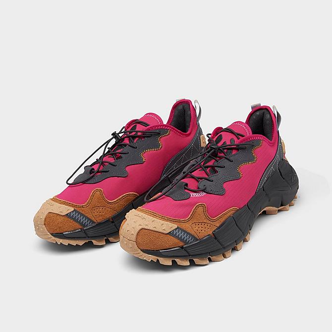 Three Quarter view of Men's Reebok x The Flintstones Zig Kinetica II Edge Training Shoes in Pursuit Pink/Pure Grey 8/Brown Malt Click to zoom