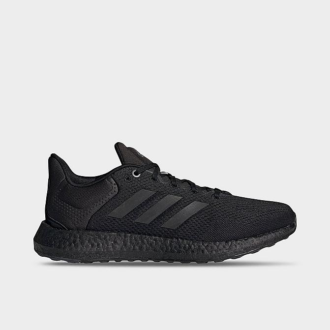 Right view of Men's adidas Pureboost 21 Running Shoes in Black/Black/Grey Click to zoom