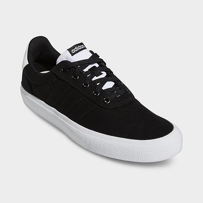 Three Quarter view of Men's adidas Vulc Raid3r Skateboarding Shoes in Black/Black/White Click to zoom