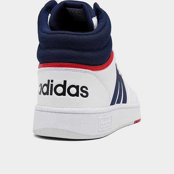 Front view of Men's adidas Hoops 3.0 Mid Classic Vintage Casual Shoes in Footwear White/Legend Ink/Vivid Red Click to zoom