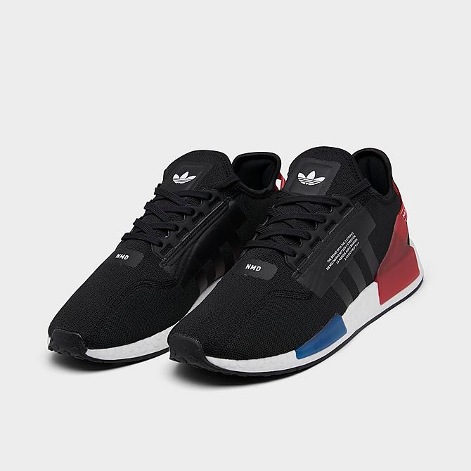 Three Quarter view of Men's adidas Originals NMD R1 V2 Casual Shoes in Core Black/Core Black/Cloud White Click to zoom