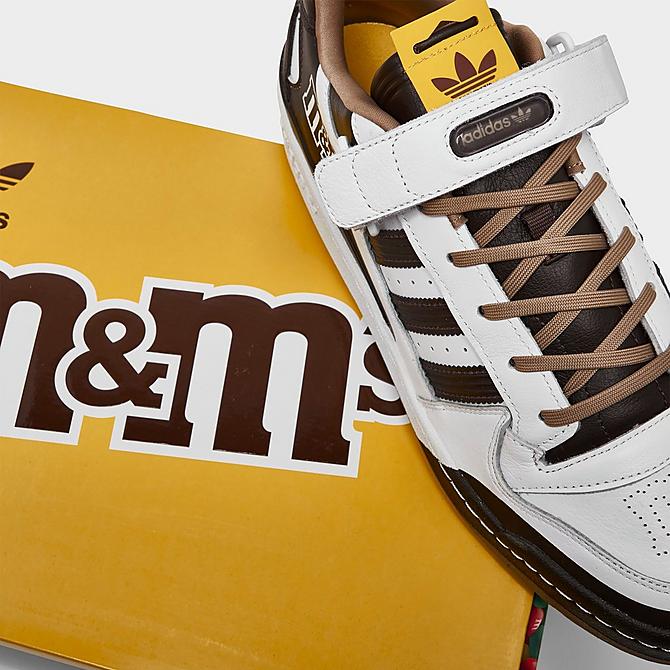 Front view of Men's adidas Originals x M&Ms Forum Low Casual Shoes in Brown Click to zoom