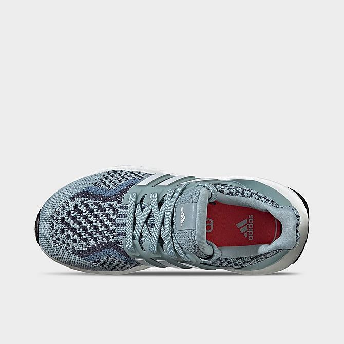 Back view of Little Kids' adidas UltraBOOST 5.0 DNA Running Shoes in Magic Grey/White/Shadow Navy Click to zoom