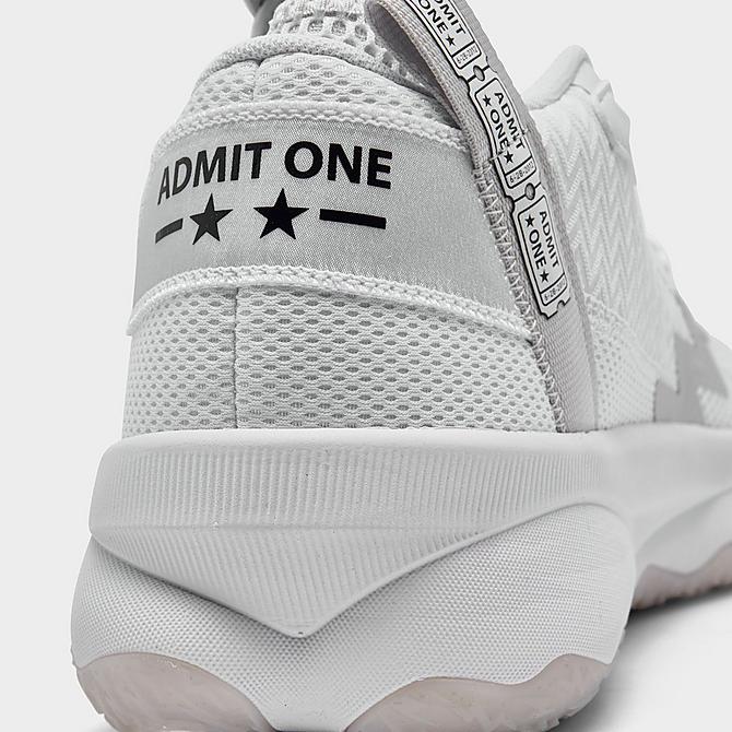 Front view of adidas Dame 8 Basketball Shoes in Cloud White/Core Black/Grey One Click to zoom