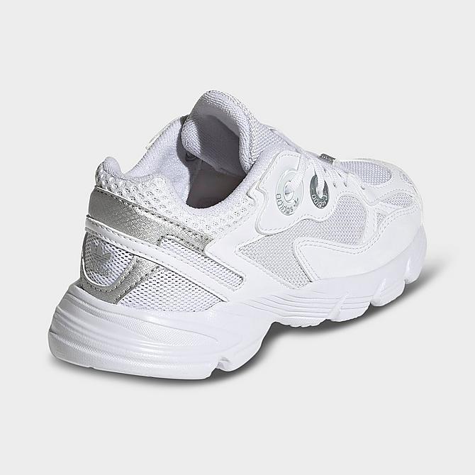 Left view of Little Kids' adidas Originals Astir Casual Shoes in White/White/Silver Metallic Click to zoom