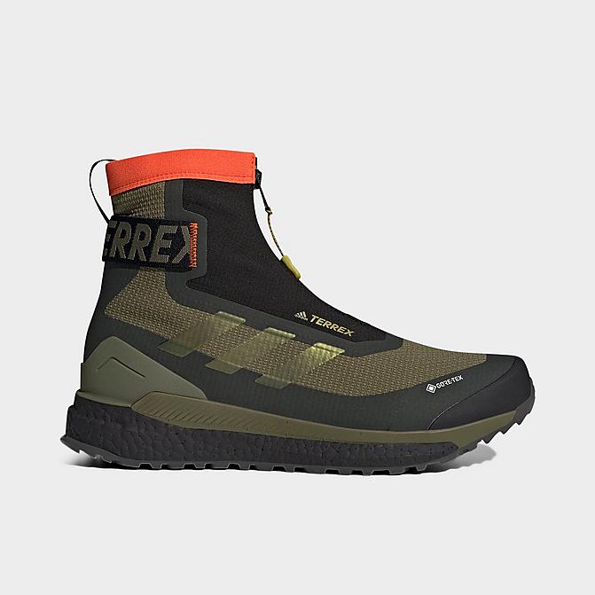 Right view of Men's adidas Terrex Free Hiker Cold.RDY Hiking Boots in Focus Olive/Pulse Olive/Impact Orange Click to zoom